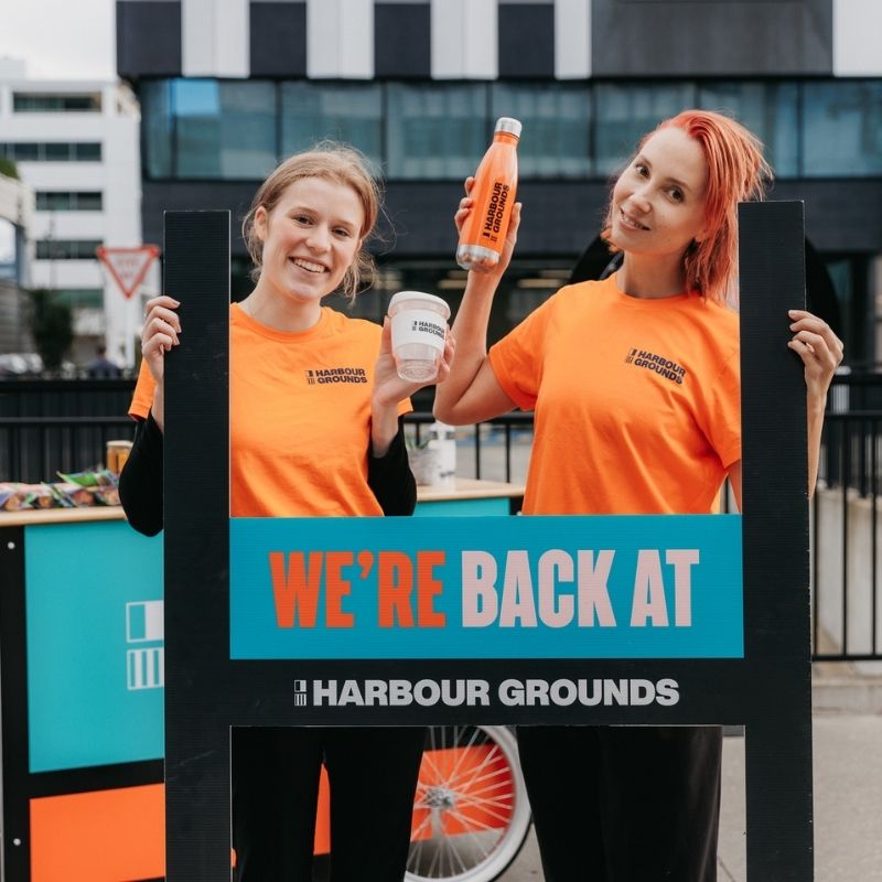 Harbour Grounds Ambassadors Posing with Selfie Frame